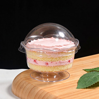 Gobelets à dessert en plastique en forme de pétales de fleurs avec tiges, gobelets à sundae avec couvercles en dôme transparent, parfaits pour la gelée, les gâteaux et les sundae
