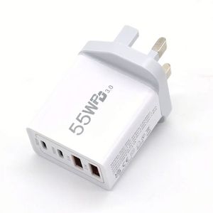 UK EU US AU <b>Plug</b> 2 <b>USB</b>-QC 3.0 2 Type-C Fast GAN Pd 55W Fast Charging 4 Ports Phone Chargers for Mobile Phones - Product Image 2