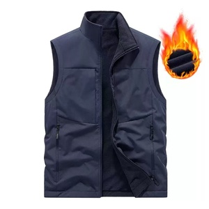 Men's Black Stand Collar <b>Padded</b> Vest With Zipper Closure And Front Pockets Winter Casual Outerwear - Product Image 4