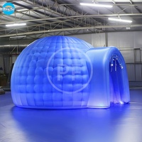 Décoration extérieure Tente dôme durable gonflable éclairée par LED Fête de mariage Événement extérieur Maison BuleTent gonflable