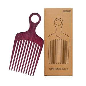 Peigne à dents larges en bambou naturel écologique 15x6.9cm pour démêler et coiffer les perruques, tresses, cheveux <span class=keywords><strong>afro</strong></span>, <span class=keywords><strong>brosse</strong></span> à <span class=keywords><strong>barbe</strong></span>, usage domestique - Product Image 1