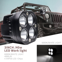 Lampe de travail à LED 40W 3 pouces jaune blanc étanche pour tout-terrain 4x4 Spot carré pour phares de voitures Accessoire