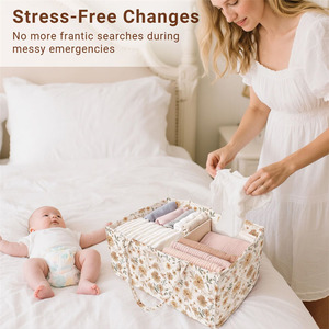 Newborn Baby Essentials Gift for Baby <b>Shower</b> and Registry <b>Portable</b> Nursery Basket Travel Diaper Tote Bag Diaper Caddy Organizer - Product Image 4