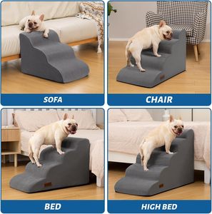 <span class=keywords><strong>Rampe</strong></span> réglable à 3 marches <span class=keywords><strong>pour</strong></span> chiens et chats avec design en mousse antidérapante pliable <span class=keywords><strong>pour</strong></span> petits animaux âgés - Lavable et facile à utiliser - Product Image 5
