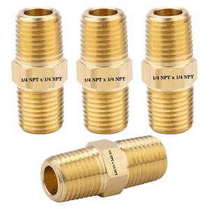 ข้อต่อทองเหลืองแท้แบบหกเหลี่ยม ขนาด 1/4 NPT x 1/4 NPT ตัวผู้ สำหรับเชื่อมต่อท่อทองเหลืองหนา - Product Image 6