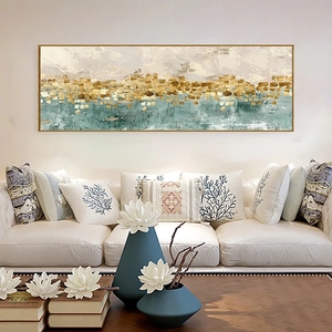 100% main artiste professionnel à la main <span class=keywords><strong>paysage</strong></span> abstrait <span class=keywords><strong>peinture</strong></span> à l'huile sur toile salon décor à la maison or mur Art avec cadre - Product Image 1