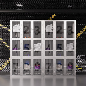 Armoire de rangement de style industriel, armoire de présentation et de rangement pour casques, figurines, salle de sport, studio de danse, sports et remise en forme, casier en fer - Product Image 2