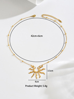 Collier JINYOU plaqué or 18 carats en acier inoxydable avec pendentif soleil géométrique tendance et perle d'eau douce pour femme