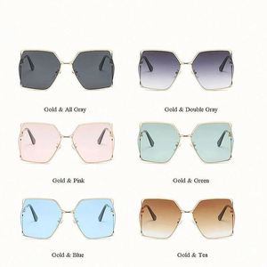 Custom 2021 Newest Fashion Elegant Women Gradient <b>Sunglasses</b> Metal Oversized Square <b>Sunglasses</b> - Product Image 5