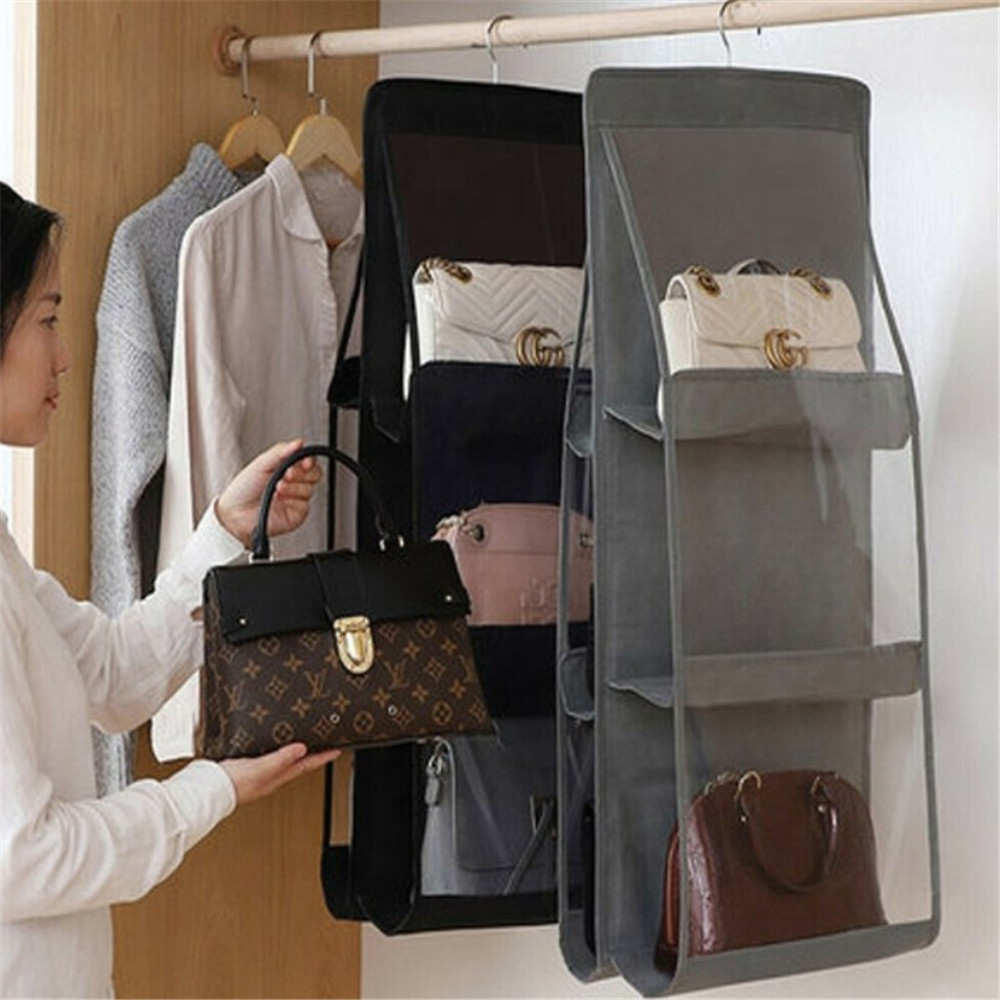 Home Organization Hook Hanger 6 Pocket Big Bags Storage Folding  hanging purse handbag organizer storage