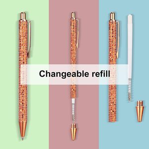 Bolígrafos retráctiles de Metal para la escuela, pluma de lujo rosa, negra, tinta, purpurina, rosa, dorado, con logotipo personalizado - Product Image 4