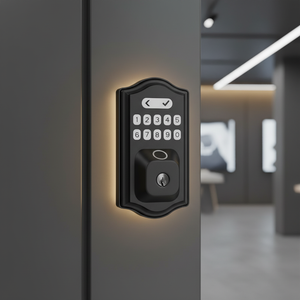 Serrure de porte intelligente, entrée sans clé avec empreinte digitale, mot de passe et accès Bluetooth, finition <span class=keywords><strong>nickel</strong></span> brossé - Product Image 4