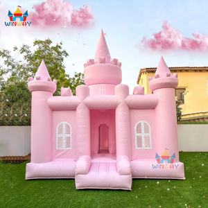 Enjoy High Quality Pastel Pink PVC Portable <b>Inflatable</b> Bouncy Castle Jumping Commercial Outdoor Bounce <b>House</b> WINWAYTOYS 4x4m - Product Image 2