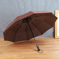 Parapluie pliant entièrement automatique à 10 baleines, coupe-vent, avec impression de logo, couleur unie, pour entreprise, vente en gros