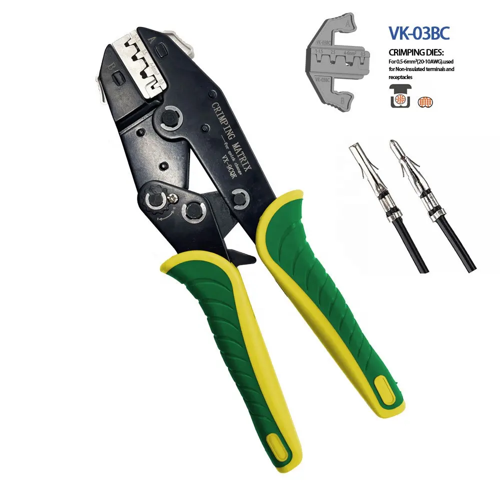 Terminaux outils de sertissage VK-03BC 20-10AWG 0.5-6mm2 couleur verte pince automobile pince à sertir à cliquet