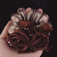 Chouchous européens et américains en fil pour cheveux perles de fleurs accessoires pour cheveux chouchous
