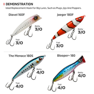 Anzuelos de Pesca de Alta Resistencia Blue Fin Tuna Super Duty, Clase Pesada, Triple Anzuelo <span class=keywords><strong>7X</strong></span>, Señuelo Fuerte, Acero con Alto Contenido de Carbono - Product Image 3