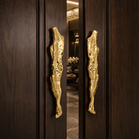 Poignée de porte en verre de luxe personnalisable, grande taille, en bronze antique, pour salle de banquet et hôtel