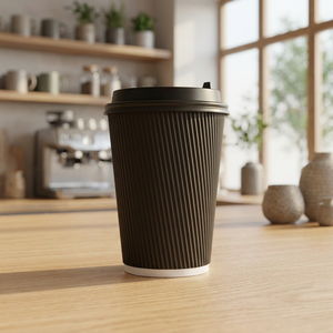 แก้วกระดาษคราฟท์แบบมีลอนขนาด 10 ออนซ์/300 มล. (80 มม.) แก้วกาแฟแบบใช้แล้วทิ้งสำหรับเครื่องดื่มร้อน ขนาด 10 ออนซ์ แก้วกาแฟแบบหุ้มฉนวนสำหรับซื้อกลับบ้าน - Product Image 4