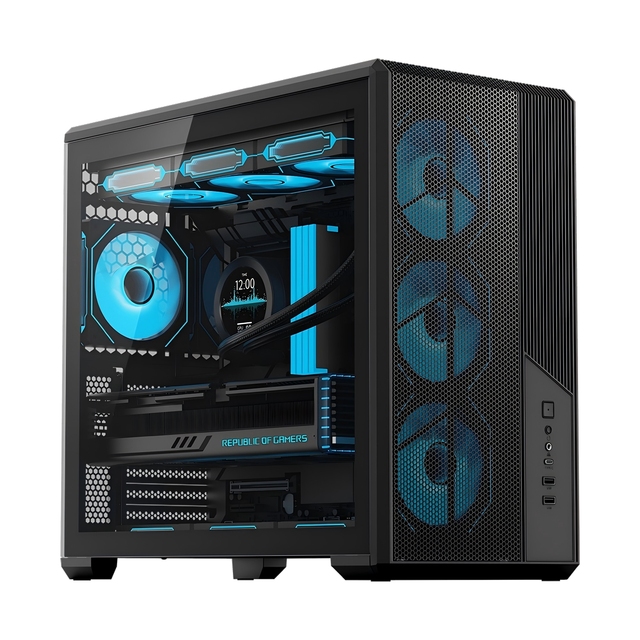 Hot New Mesh ATX Mid Tower Case Modern Design ARGB Fans Optional 360mm Top Radiator Support PC Gaming Case with Tempered Glass