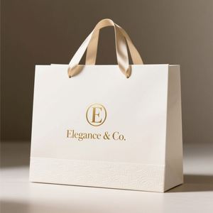 Bolsas de Regalo de Papel Cartón Blanco Personalizadas con Estampado Dorado para Ocasiones Especiales - Product Image 2