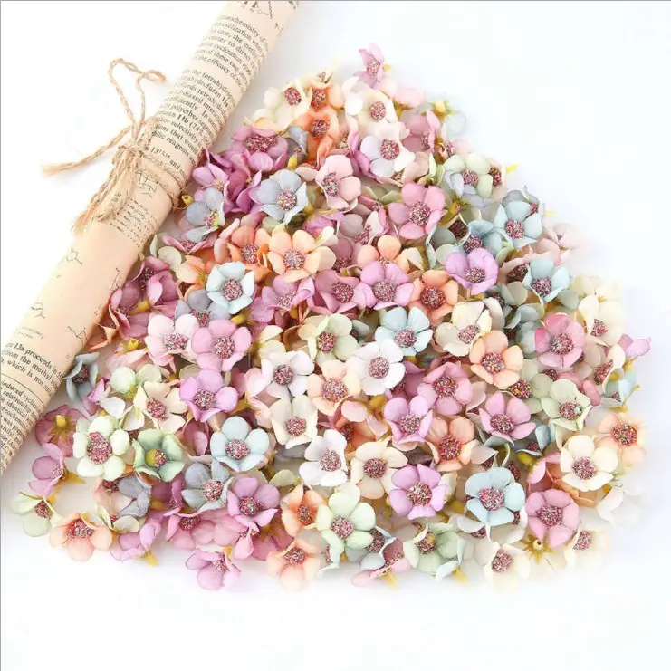 50pcs Multicolor Daisy Flower Head Mini Silk Artificial Flower For Wedding Engagement Party Home Decor DIY Garland Headdress