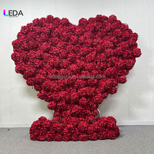 ซุ้มดอกไฮเดรนเยียสีแดงรูปหัวใจทำมือ LEDA ฉากหลังงานแต่งงานกลางแจ้งแบบนุ่มนวลสำหรับขอแต่งงาน วันวาเลนไทน์ ดอกไม้ประดิษฐ์ - Product Image 4