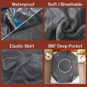 Sábana Ajustable Acolchada Impermeable de 300 Hilos, Gruesa, Estampada, de Punto, con <span class=keywords><strong>Barrera</strong></span> Contra Orina, Suciedad y Ácaros del Polvo - Product Image 5