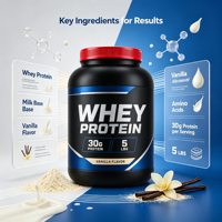 Poudre de Protéine de Lactosérum Sans OGM et Sans Gluten, Marque Blanche, Complément Nutritionnel Sportif pour le Soutien à la Prise de Masse Musculaire et à la Récupération, Faible MOQ
