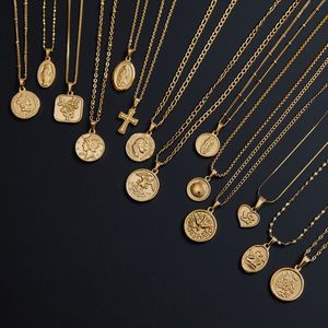Collier en <span class=keywords><strong>or</strong></span> plaqué 18 carats avec chaîne <span class=keywords><strong>gourmette</strong></span>, collier religieux pour hommes, femmes et garçons, collier Vierge de Guadalupe - Product Image 3