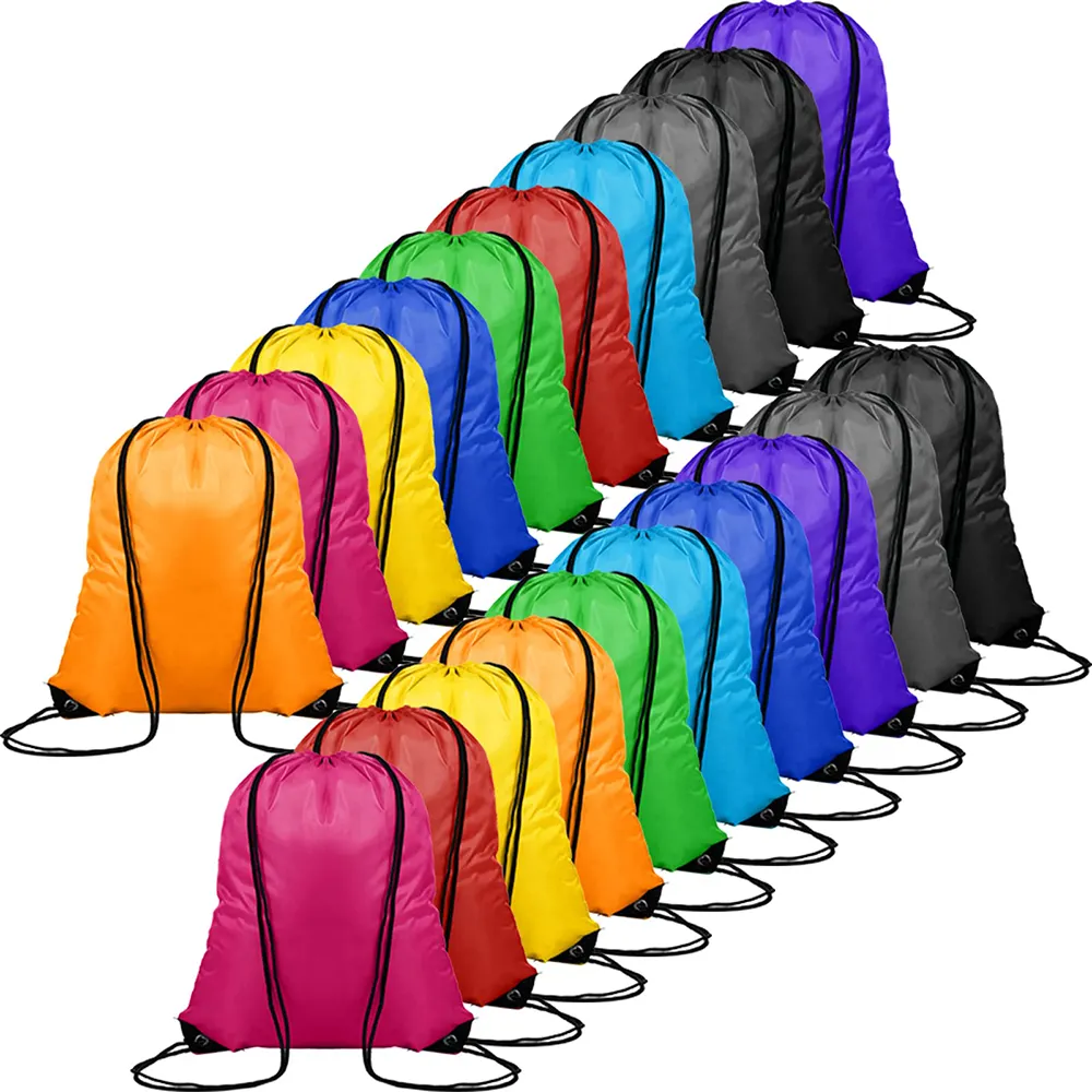 Wholesale High Quality Polyester Drawstring Backpack Waterproof Large Capacity Portable Foldable Nylon Drawstring Bag Custom Log