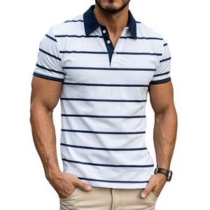 Polo a Rayas para Hombre, 100% Algodón, Manga Corta, Casual, para Golf, con Logotipo Personalizado - Product Image 3