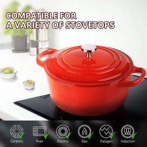 Casserole ronde à double poignée de 4/5 pintes, en fonte émaillée antiadhésive avec couvercle, pour la cuisine - Product Image 3