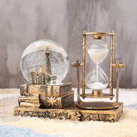 Nouveau fer tour sablier clignotant lumière musique décor à la maison Art déco bois verre bureau décoration boule de cristal boîte à musique