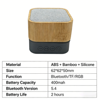 Mini haut-parleur sans fil en bambou écologique avec logo personnalisé R RGB, mini caisson de basses portable pour l'extérieur, cadeau, petit