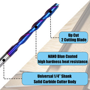 <span class=keywords><strong>Fraise</strong></span> à queue CNC UpCut Spiral Router Bits Carbide 2 Flûte Nano Coat 2 Extra Long Bois Plastique Mousse Cut 1/4 Diamètre - Product Image 6