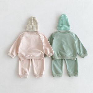Bebê Menino e Menina Roupas <span class=keywords><strong>Set</strong></span> Outono 2025 Novas Crianças Algodão Confortável Cor Sólida Casual <span class=keywords><strong>Baby</strong></span> Ternos - Product Image 3