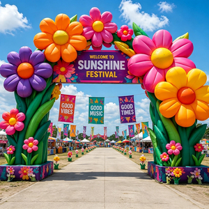 Flores Inflables Personalizadas de 2M 3M con Luz LED, Flores Gigantes Coloridas, Decoración Inflable para Escenarios, Festivales de Música - Product Image 1