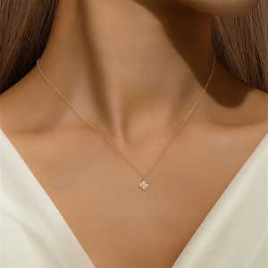 Collier en argent 925 à la mode, bijoux trèfle à quatre feuilles, luxe léger, or 18 carats - Product Image 2