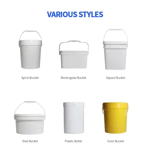 5-20L PP Pail White Round Empty Container Plastic 1 Gallon Bucket With Lid Metal Handle