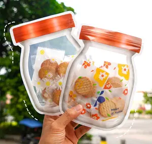 Listo para enviar ventana botellas de PET de grado alimenticio 250g 100g forma especial bolsa de pie cremallera fruta seca té arroz azúcar nueces dulces