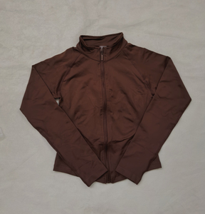 Nouvelle conception de vêtements de sport pour la salle de sport, veste de sport à manches longues à fermeture éclair, coupe ajustée, haute élasticité, effet seconde peau, pour femmes, pour la course à pied - Product Image 4