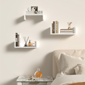 <b>Floating</b> <b>Wall</b> Shelves Set Of 3 White <b>Wall</b> Mounted Storage Shelves For Bathroom Bedroom Living Room Kitchen Office Home Decor - Product Image 5