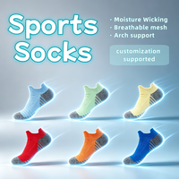 Chaussettes de cheville en polyester et nylon, motif rayé imprimé numériquement, logo personnalisé, évacuation de l'humidité, respirantes, tricotées, pour la course, avec revers, collection automne