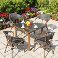 Meubles d'extérieur en aluminium en gros, style îlot, pour hôtels, table et chaises en aluminium Teslin et verre pour la détente