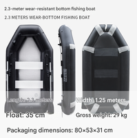 Bateau pneumatique professionnel en PVC rigide de Chine, 2,3 m, 2,6 m, 3,3 m, bateau de pêche avec fond couvert et fond brossé, noir Kinggang