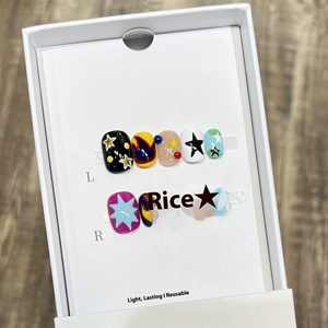Darryson personnalisé résine couverture complète Nail Art peint à la main dessin animé <span class=keywords><strong>flamme</strong></span> étoiles doux Ins Style personnalisé amovible artificiel - Product Image 5