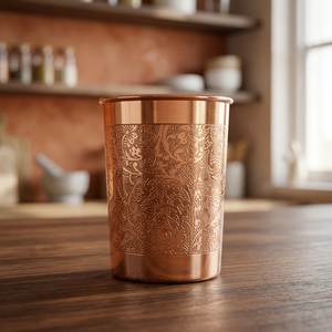 Hand-Made <b>Copper</b> glass With Floral Pattern Oriental Design Single Wall Metal Drinkware For Party Gift Adults - Product Image 5