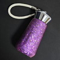 Bouteille d'eau isotherme en titane doré à motif diamant, isolation thermique 6-12 heures, design élégant et tendance (Instagram), portable
