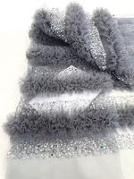 Tissu en dentelle à succès, blanc, avec des paillettes colorées, broderie de luxe, perles de paillettes, matériaux pour robe de mariée